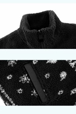 CONKLAB Y2K Grunge Bandana Fleece Jacket - Retro 90s Fashion, Summer Outfits, and Clubwear