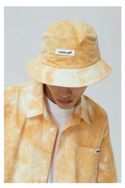 CONKLAB Y2K Grunge Bucket Hat - 90s Retro Summer Fashion, Pastel Goth, Hip Hop Style