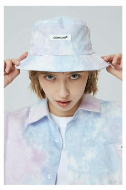 CONKLAB Y2K Grunge Bucket Hat - 90s Retro Summer Fashion, Pastel Goth, Hip Hop Style