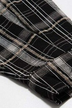 COOSRETRO Y2K Grunge Patchwork Flannel - 90s Retro Summer Outfit, Gothic Y2K Fashion