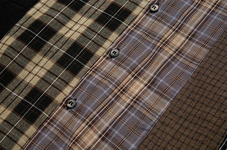 COOSRETRO Y2K Grunge Patchwork Flannel - 90s Retro Summer Outfit, Gothic Y2K Fashion