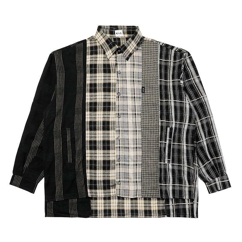 COOSRETRO Y2K Grunge Patchwork Flannel - 90s Retro Summer Outfit, Gothic Y2K Fashion