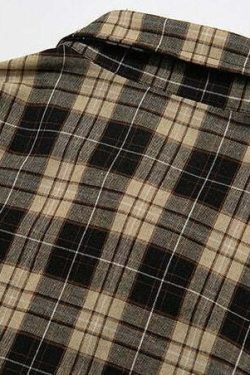 COOSRETRO Y2K Grunge Patchwork Flannel - 90s Retro Summer Outfit, Gothic Y2K Fashion