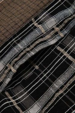 COOSRETRO Y2K Grunge Patchwork Flannel - 90s Retro Summer Outfit, Gothic Y2K Fashion