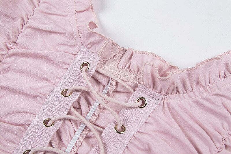Coquette Doll Pink Cami Top - Y2K Summer, 90s Fashion, Grunge, Retro, Pastel Goth, Y2K