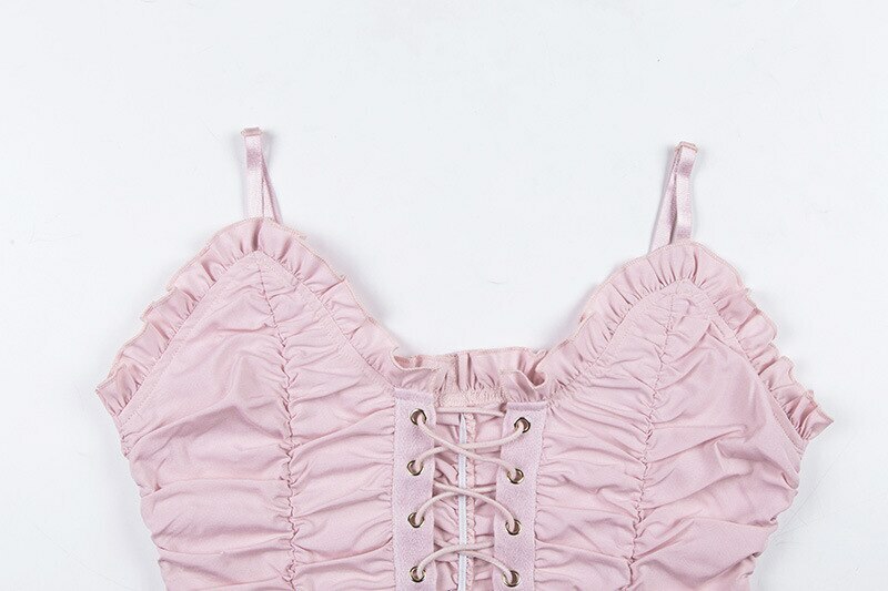 Coquette Doll Pink Cami Top - Y2K Summer, 90s Fashion, Grunge, Retro, Pastel Goth, Y2K