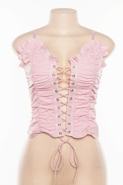 Coquette Doll Pink Cami Top - Y2K Summer, 90s Fashion, Grunge, Retro, Pastel Goth, Y2K