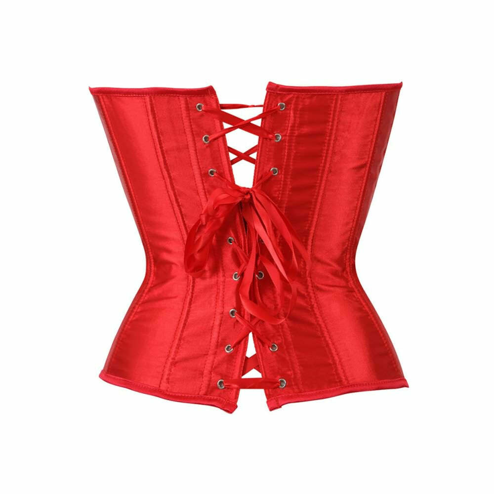 Coral Red Gothic Y2K Overbust Corset - Perfect for 90s Grunge, Retro, and Summer Party Outfits