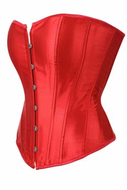 Coral Red Gothic Y2K Overbust Corset - Perfect for 90s Grunge, Retro, and Summer Party Outfits