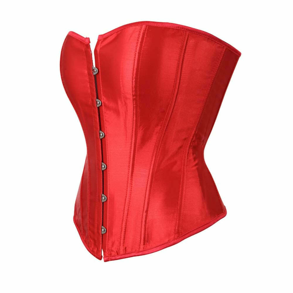 Coral Red Gothic Y2K Overbust Corset - Perfect for 90s Grunge, Retro, and Summer Party Outfits