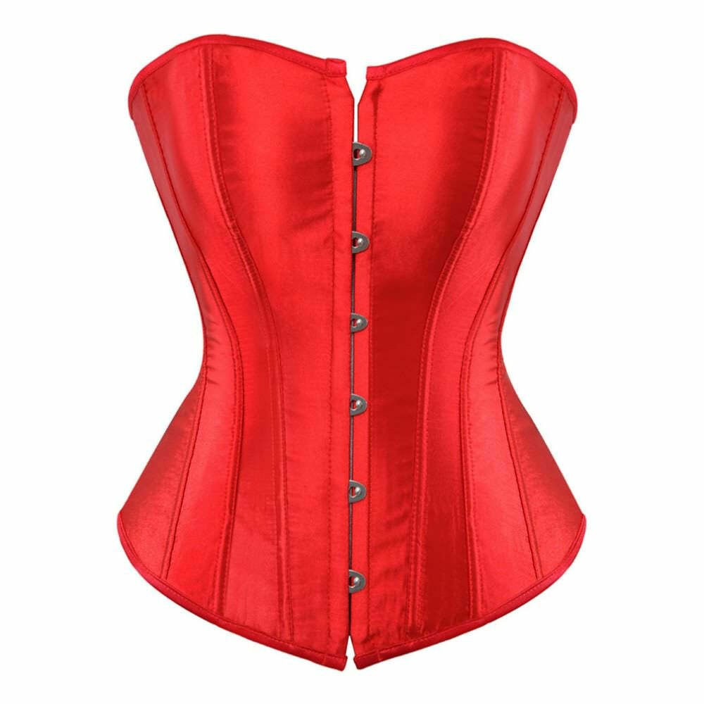 Coral Red Gothic Y2K Overbust Corset - Perfect for 90s Grunge, Retro, and Summer Party Outfits