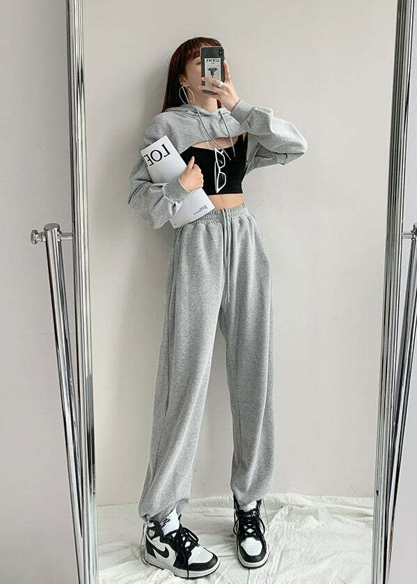 COSMOS STREET Y2K Grunge Extra Cropped Hooded Sweater - 90s Retro Summer Fashion Outfit