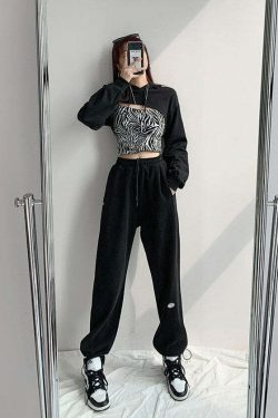COSMOS STREET Y2K Grunge Extra Cropped Hooded Sweater - 90s Retro Summer Fashion Outfit