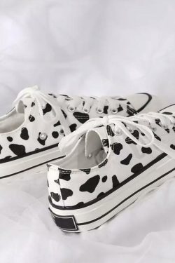 Cow-Wish Sneakers - Y2K Grunge, 90s Retro, Pastel Goth, Hip Hop Fashion, Y2K Summer Outfits