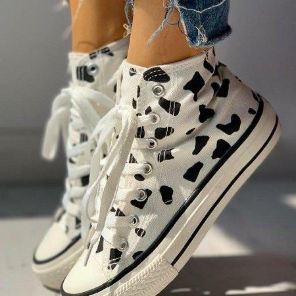 Cow-Wish Sneakers - Y2K Grunge, 90s Retro, Pastel Goth, Hip Hop Fashion, Y2K Summer Outfits