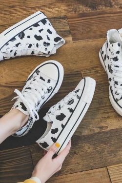 Cow-Wish Sneakers - Y2K Grunge, 90s Retro, Pastel Goth, Hip Hop Fashion, Y2K Summer Outfits