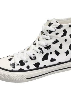 Cow-Wish Sneakers - Y2K Grunge, 90s Retro, Pastel Goth, Hip Hop Fashion, Y2K Summer Outfits