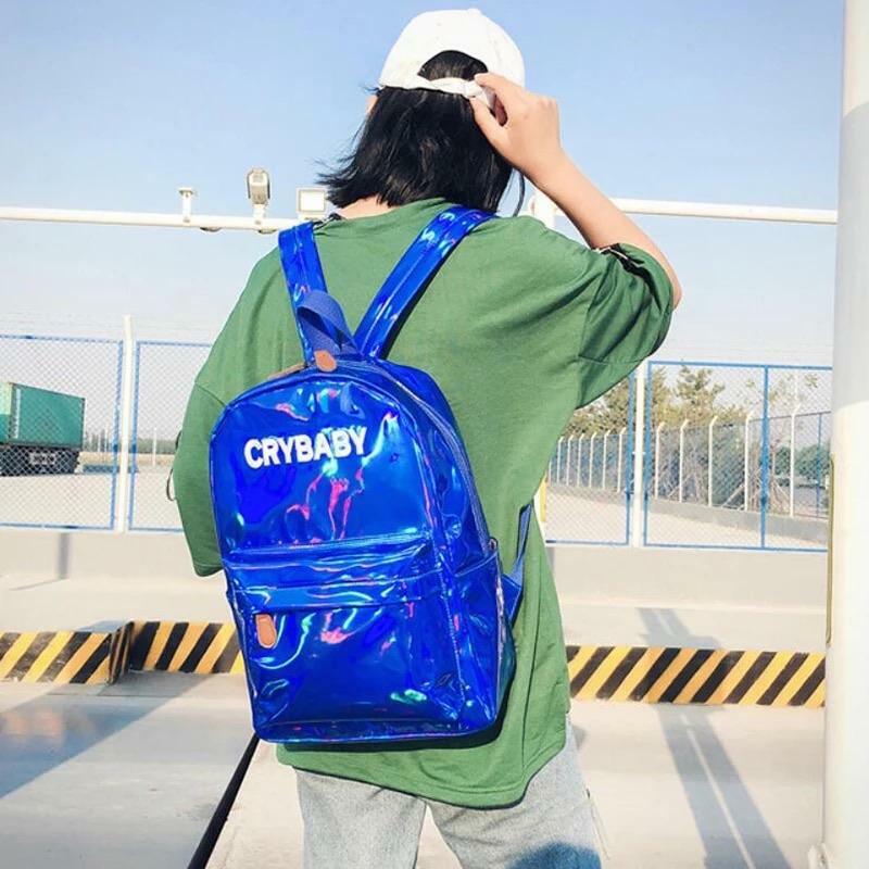 Crybaby Holographic Backpacks ? Y2K Fashion, 90s Grunge, Retro Style, Y2K Party & Club Out
