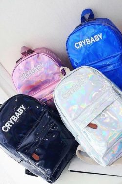 Crybaby Holographic Backpacks ? Y2K Fashion, 90s Grunge, Retro Style, Y2K Party & Club Out