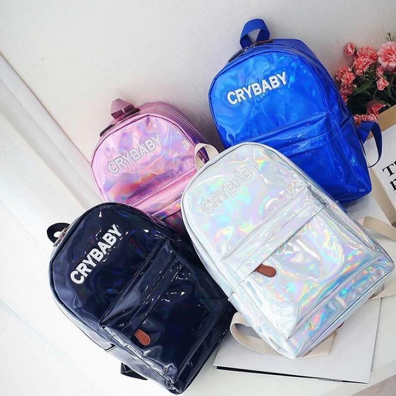 Crybaby Holographic Backpacks ? Y2K Fashion, 90s Grunge, Retro Style, Y2K Party & Club Out