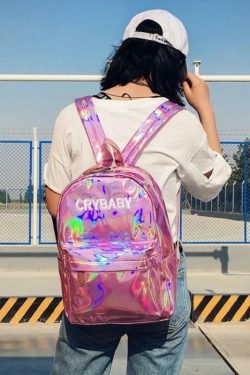 Crybaby Holographic Backpacks ? Y2K Fashion, 90s Grunge, Retro Style, Y2K Party & Club Out