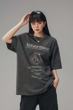 CTB Vintage Faded Collegiate Tee - Y2K Summer, 90s Grunge, Retro Hip Hop, Pastel Goth Outfits