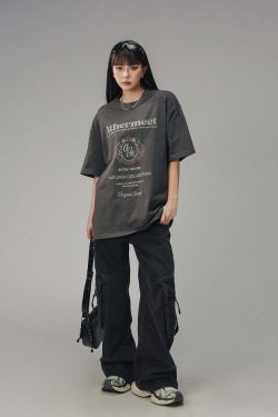 CTB Vintage Faded Collegiate Tee - Y2K Summer, 90s Grunge, Retro Hip Hop, Pastel Goth Outfits