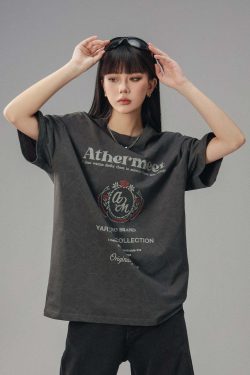 CTB Vintage Faded Collegiate Tee - Y2K Summer, 90s Grunge, Retro Hip Hop, Pastel Goth Outfits