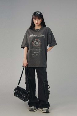 CTB Vintage Faded Collegiate Tee - Y2K Summer, 90s Grunge, Retro Hip Hop, Pastel Goth Outfits