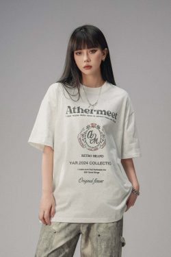 CTB Vintage Faded Collegiate Tee - Y2K Summer, 90s Grunge, Retro Style, Baby Tees, Y2K