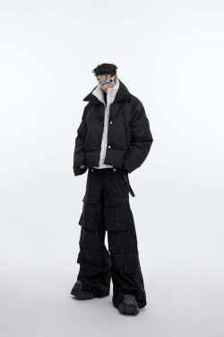 CulturE Double Layered Puffer Jacket - Y2K Grunge, 90s Retro, Summer & Party Outfits