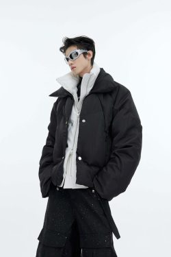 CulturE Double Layered Puffer Jacket - Y2K Grunge, 90s Retro, Summer & Party Outfits
