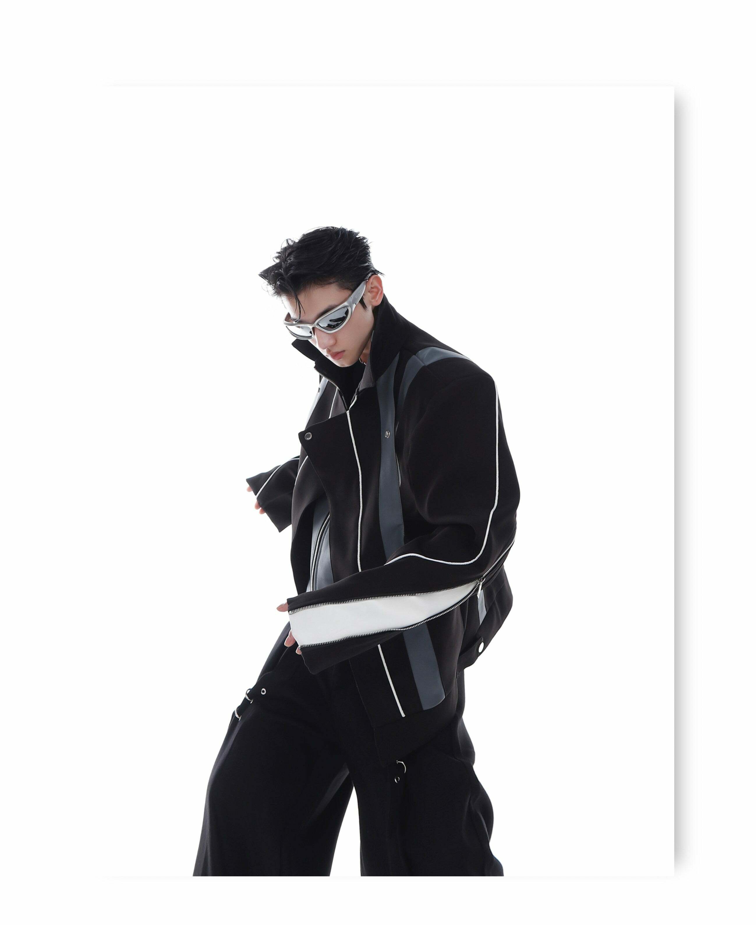 CulturE Spliced Biker Jacket - Y2K Grunge, 90s Retro, Summer Outfits, Y2K Club & Party