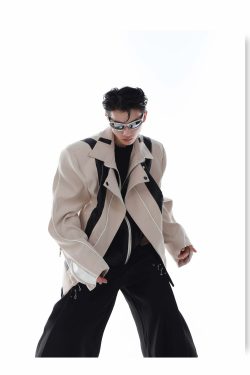 CulturE Spliced Biker Jacket - Y2K Grunge, 90s Retro, Summer Outfits, Y2K Club & Party