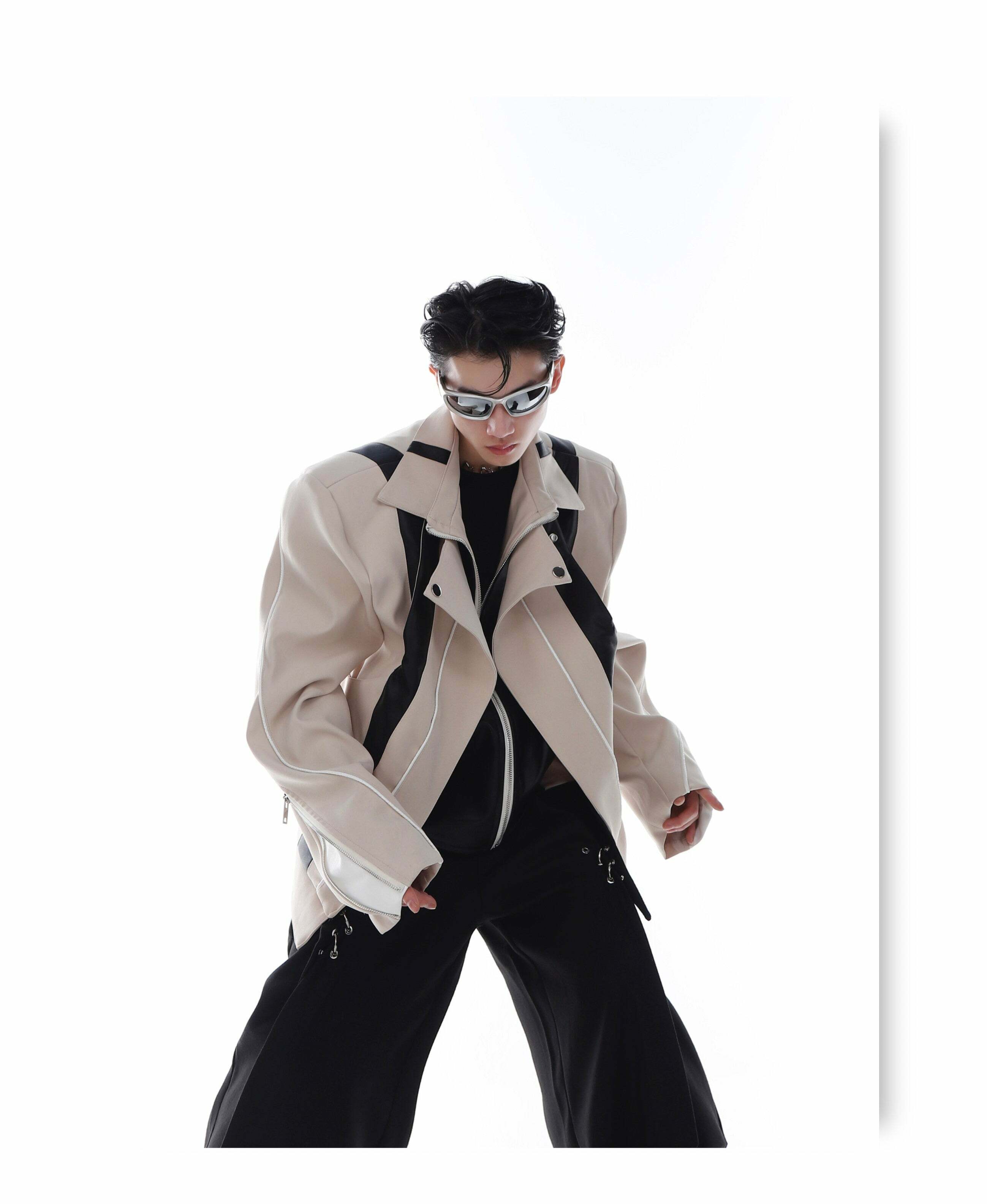 CulturE Spliced Biker Jacket - Y2K Grunge, 90s Retro, Summer Outfits, Y2K Club & Party