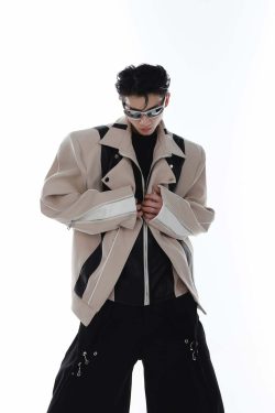 CulturE Spliced Biker Jacket - Y2K Grunge, 90s Retro, Summer Outfits, Y2K Club & Party