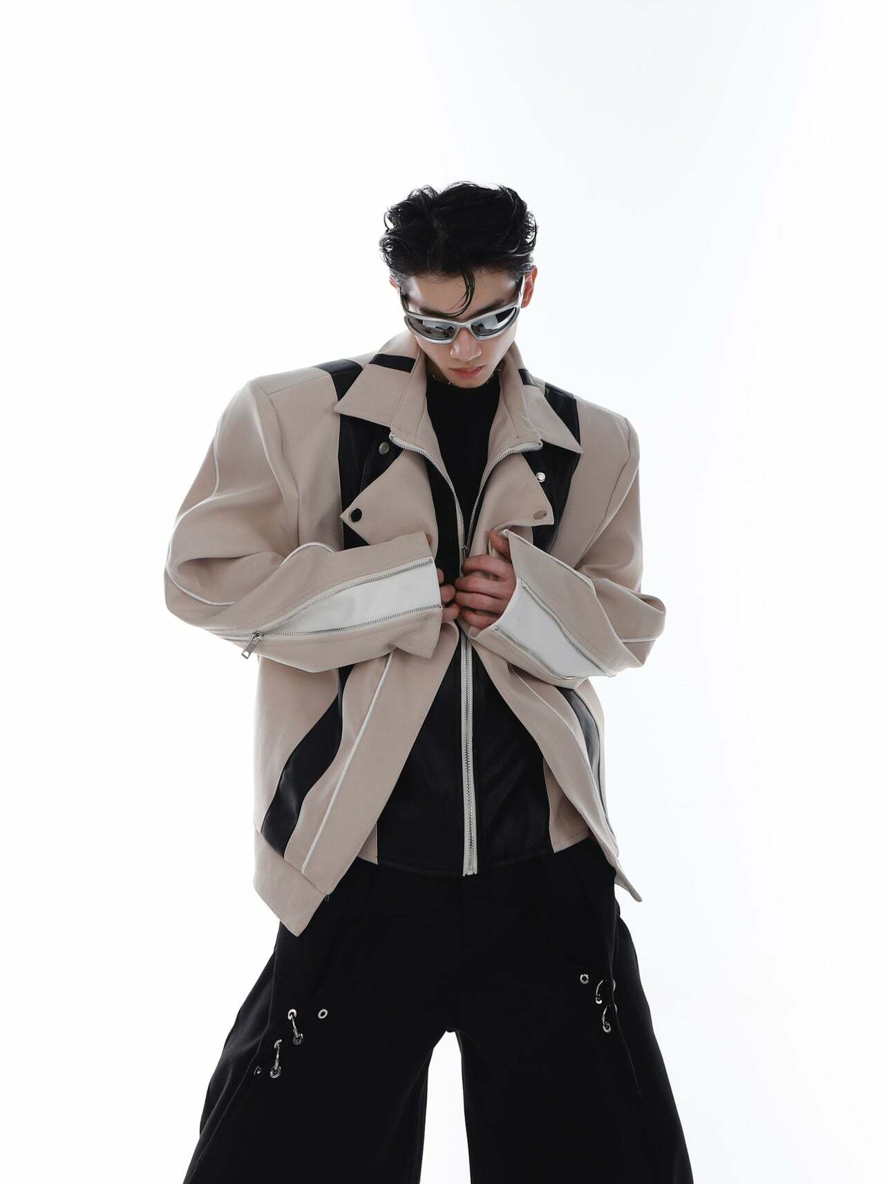 CulturE Spliced Biker Jacket - Y2K Grunge, 90s Retro, Summer Outfits, Y2K Club & Party