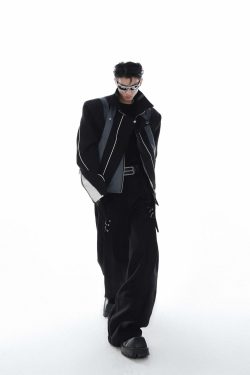 CulturE Spliced Biker Jacket - Y2K Grunge, 90s Retro, Summer Outfits, Y2K Club & Party