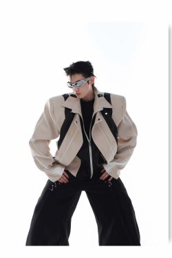 CulturE Spliced Biker Jacket - Y2K Grunge, 90s Retro, Summer Outfits, Y2K Club & Party