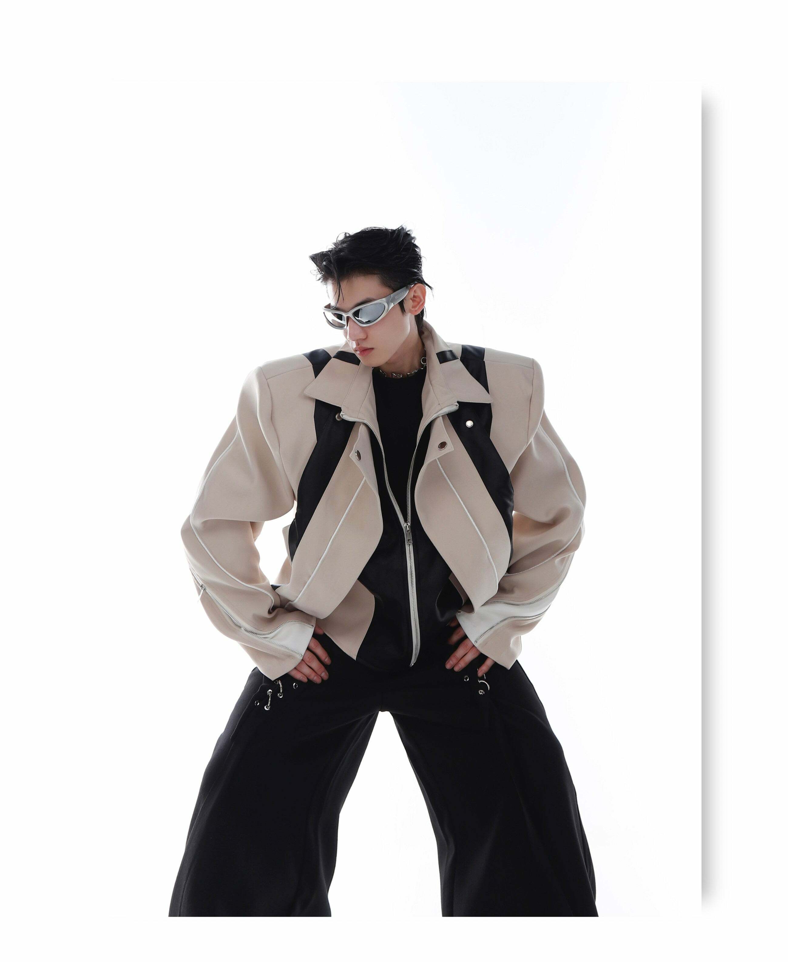 CulturE Spliced Biker Jacket - Y2K Grunge, 90s Retro, Summer Outfits, Y2K Club & Party