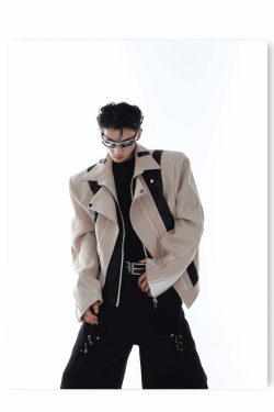 CulturE Spliced Biker Jacket - Y2K Grunge, 90s Retro, Summer Outfits, Y2K Club & Party