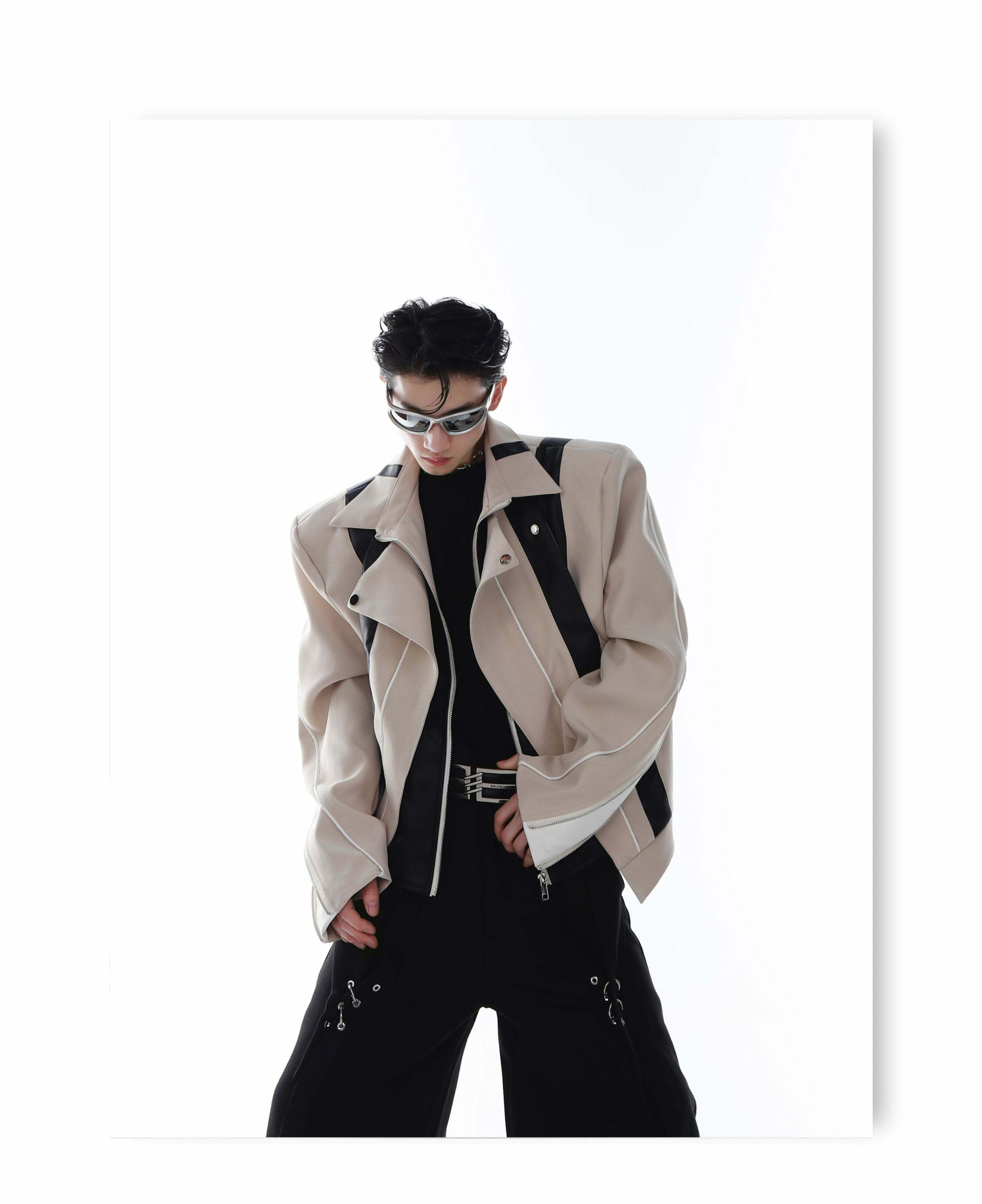 CulturE Spliced Biker Jacket - Y2K Grunge, 90s Retro, Summer Outfits, Y2K Club & Party