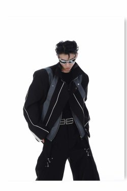 CulturE Spliced Biker Jacket - Y2K Grunge, 90s Retro, Summer Outfits, Y2K Club & Party