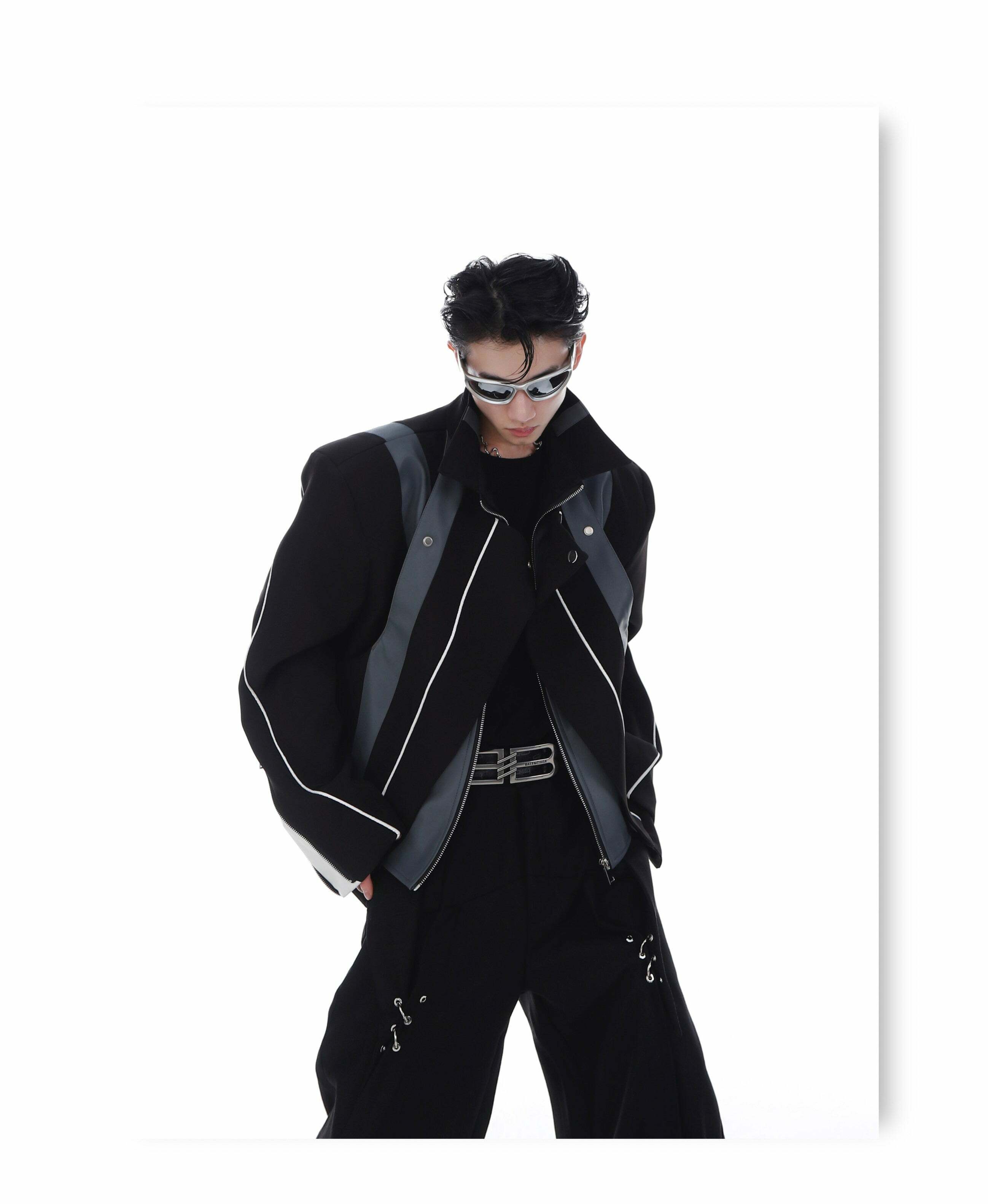 CulturE Spliced Biker Jacket - Y2K Grunge, 90s Retro, Summer Outfits, Y2K Club & Party