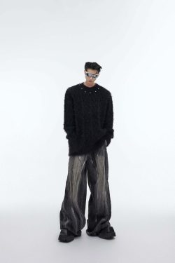 CulturE Studded Collar Sweater - Y2K Grunge, 90s Fashion, Retro Style, Pastel Goth, Y2K