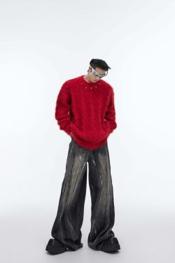 CulturE Studded Collar Sweater - Y2K Grunge, 90s Fashion, Retro Style, Pastel Goth, Y2K