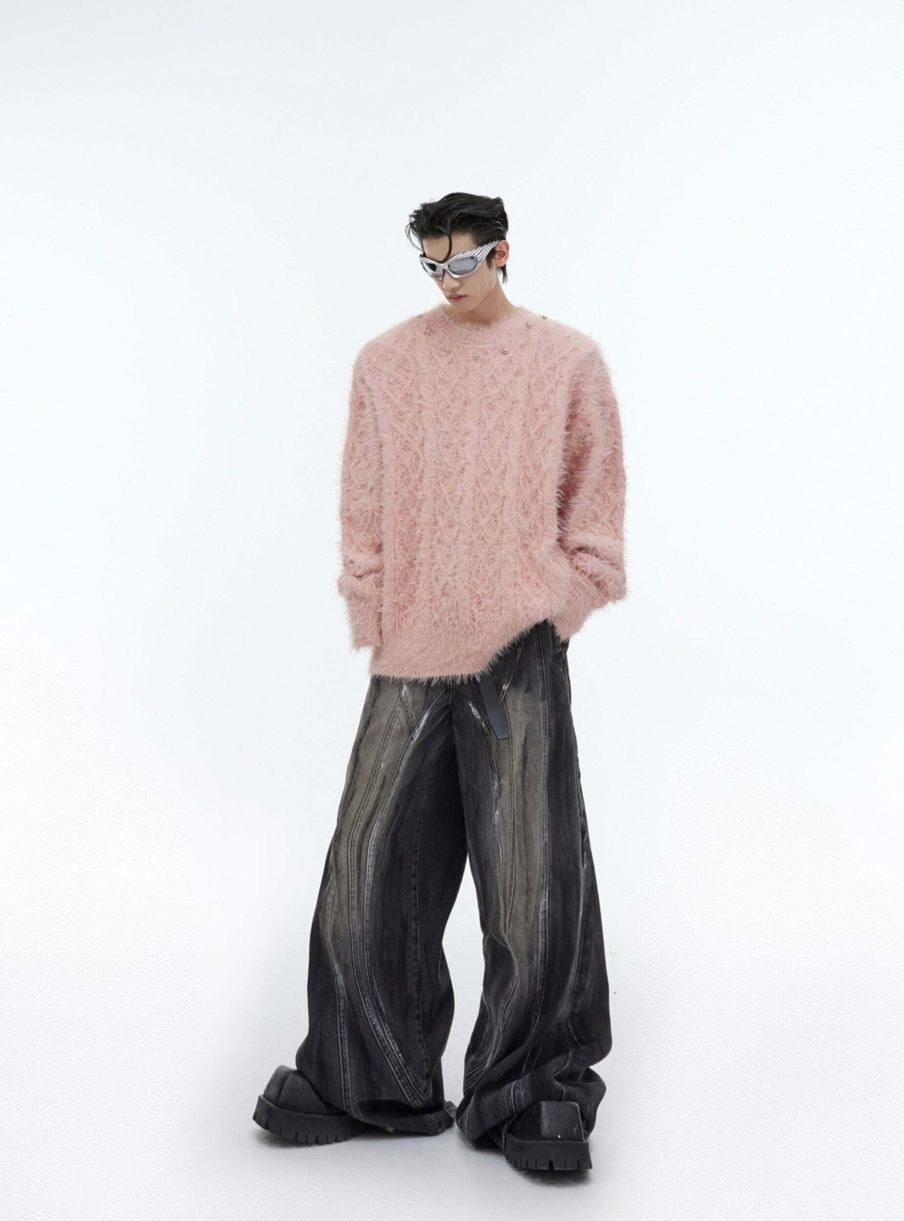 CulturE Studded Collar Sweater - Y2K Grunge, 90s Fashion, Retro Style, Pastel Goth, Y2K