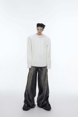 CulturE Studded Collar Sweater - Y2K Grunge, 90s Fashion, Retro Style, Pastel Goth, Y2K