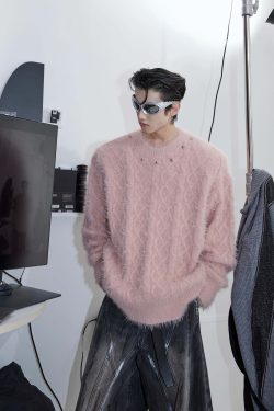 CulturE Studded Collar Sweater - Y2K Grunge, 90s Fashion, Retro Style, Pastel Goth, Y2K