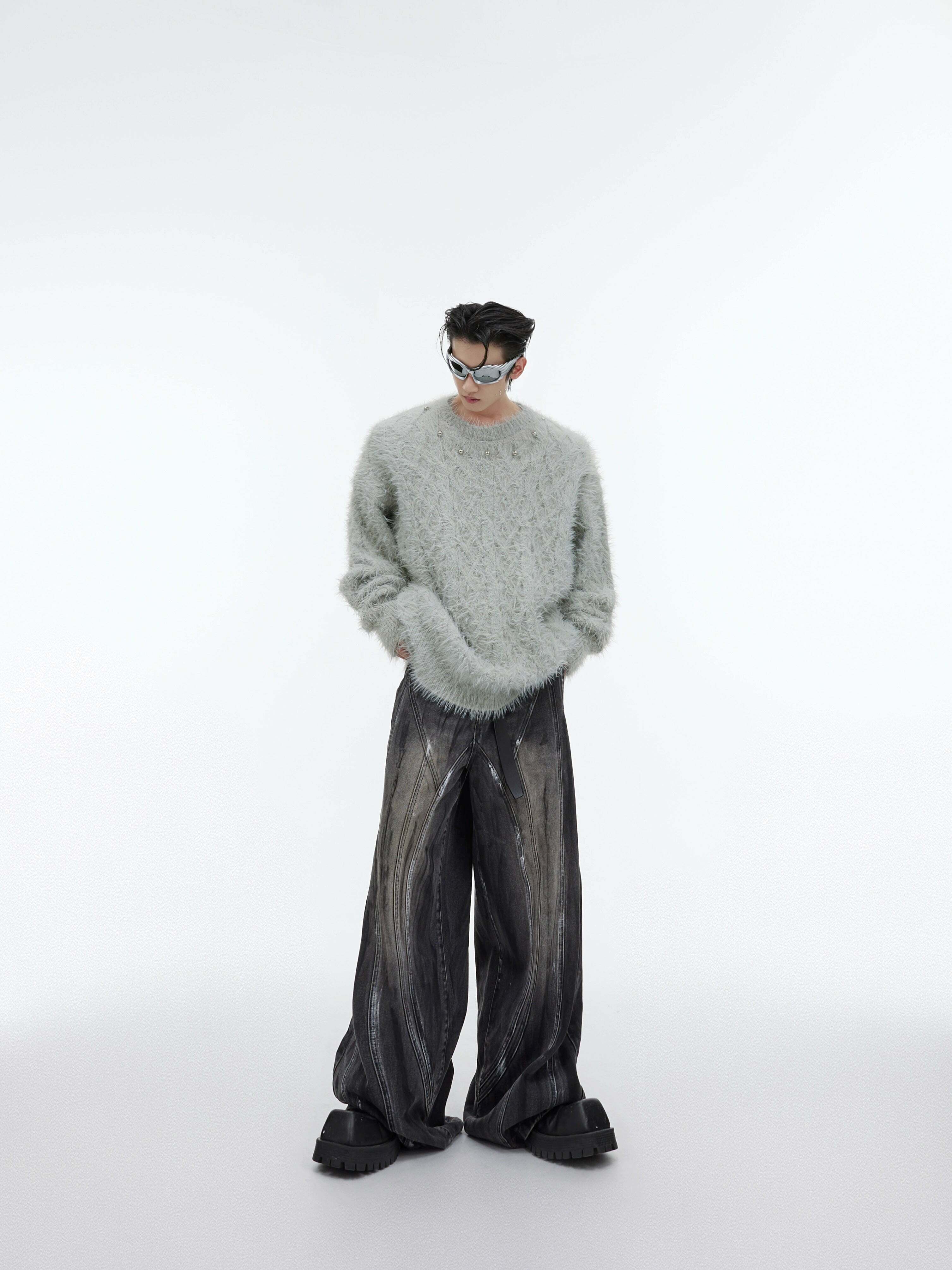 CulturE Studded Collar Sweater - Y2K Grunge, 90s Fashion, Retro Style, Pastel Goth, Y2K